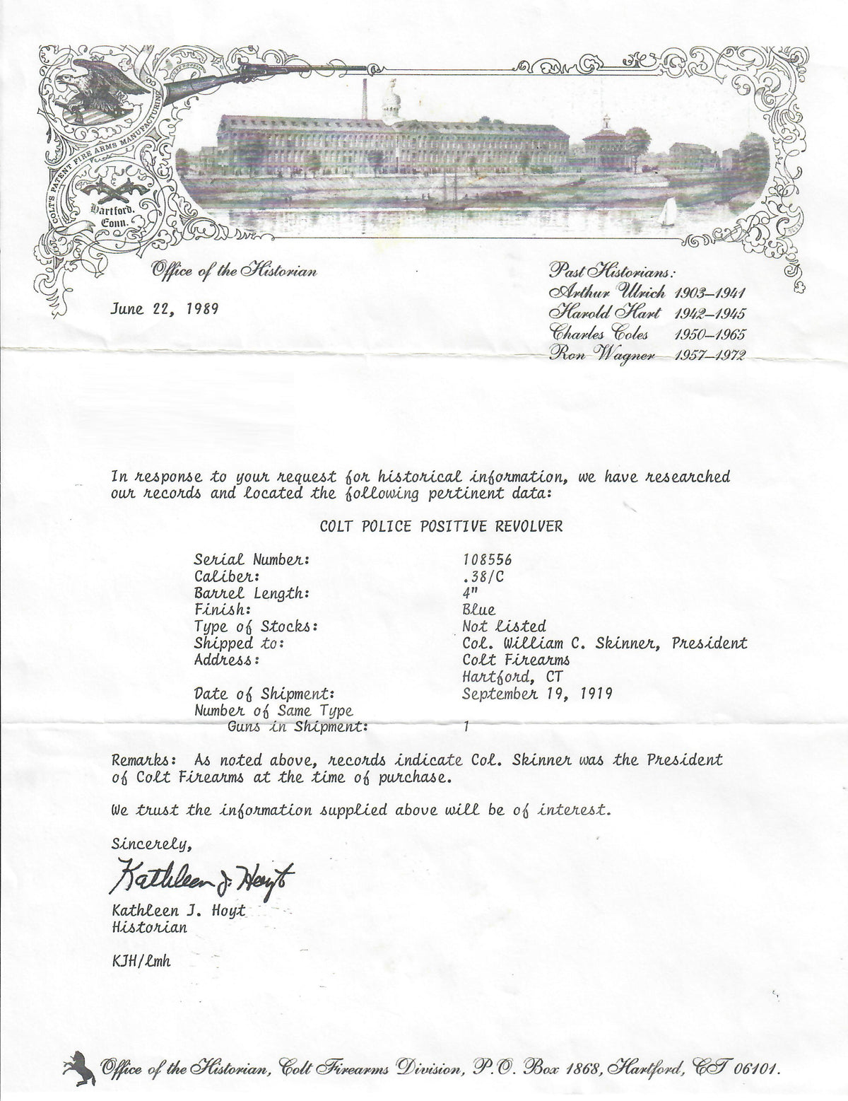 Colt Police Positive 38 4&quot; SN:108556 MFG:1919 - Skinner