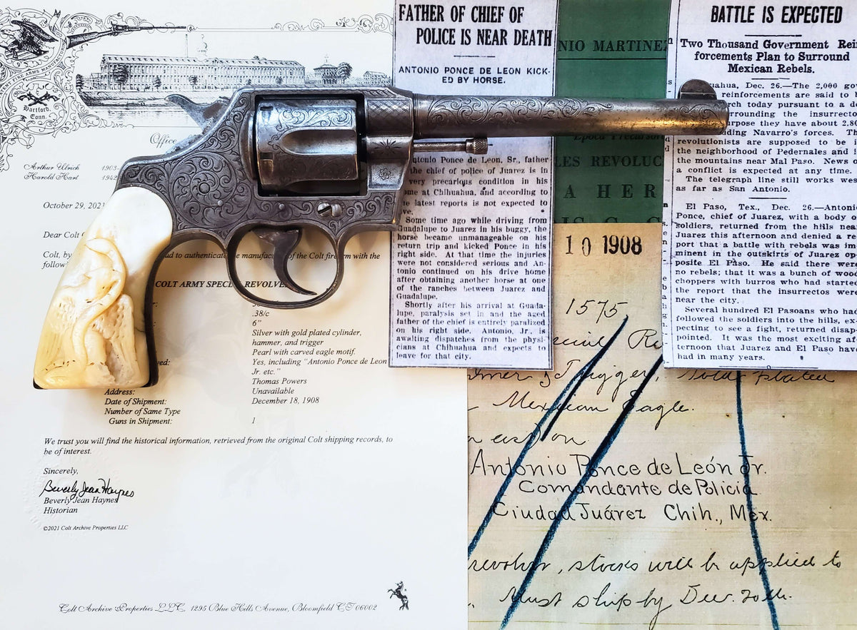 Colt Army Special 6&quot; 38 SN:307516 MFG:1908 - Factory Engraved