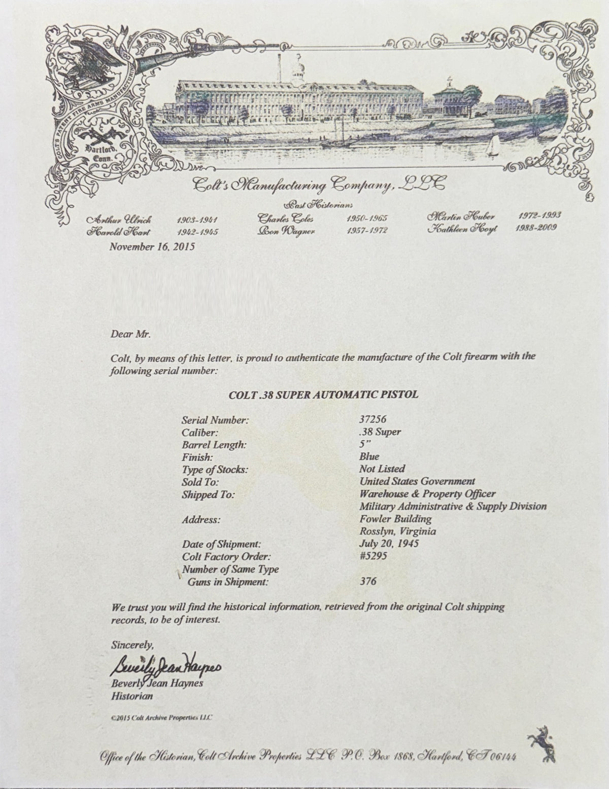 Colt .38 Super SN:37256 MFG:1945 - OSS
