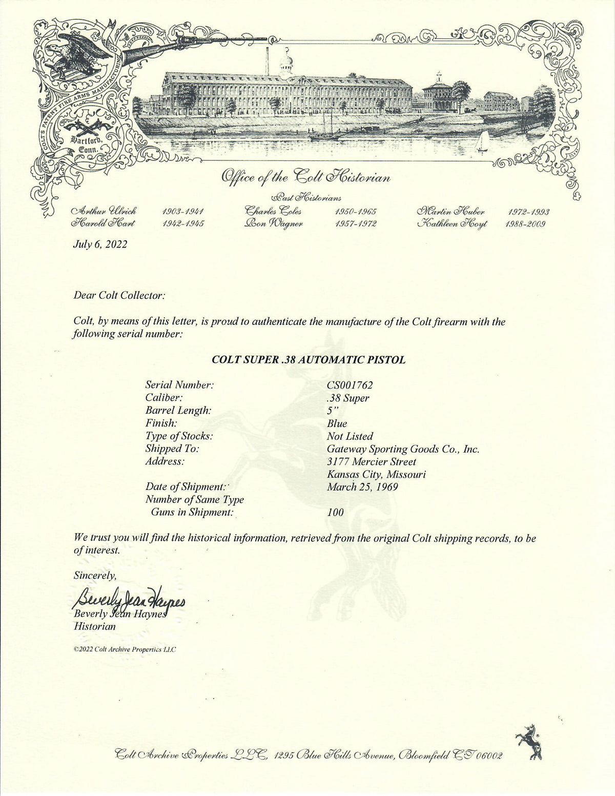 Colt .38 Super SN:CS001762 MFG:1969