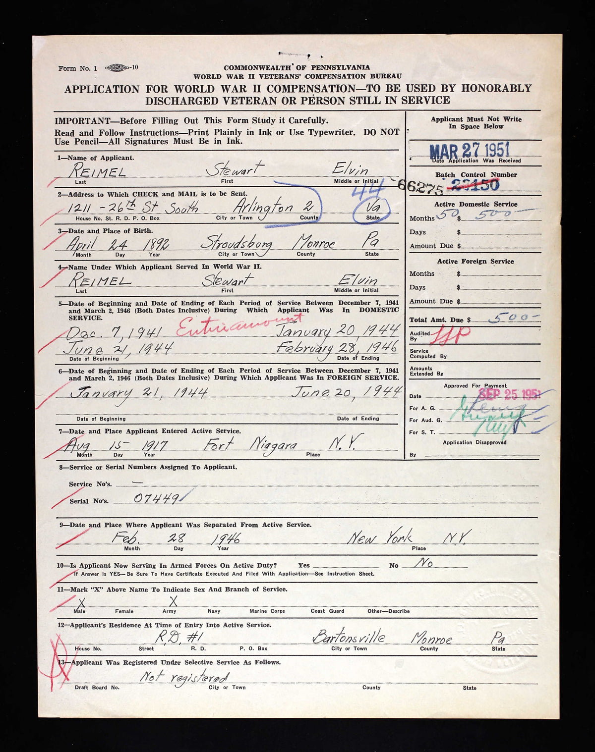 Colt 1908 Pocket Hammerless 380ACP SN:136603 MFG:1944 - Brigadier General Reimel