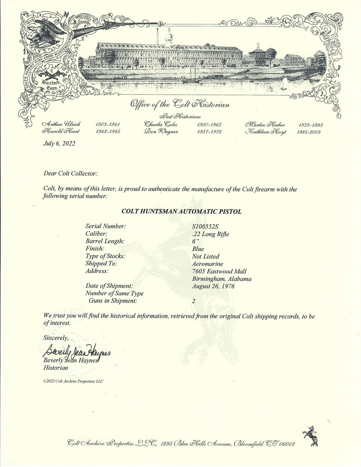 Colt Huntsman 6&quot; 22LR SN:S100552S MFG:1976 - Double S