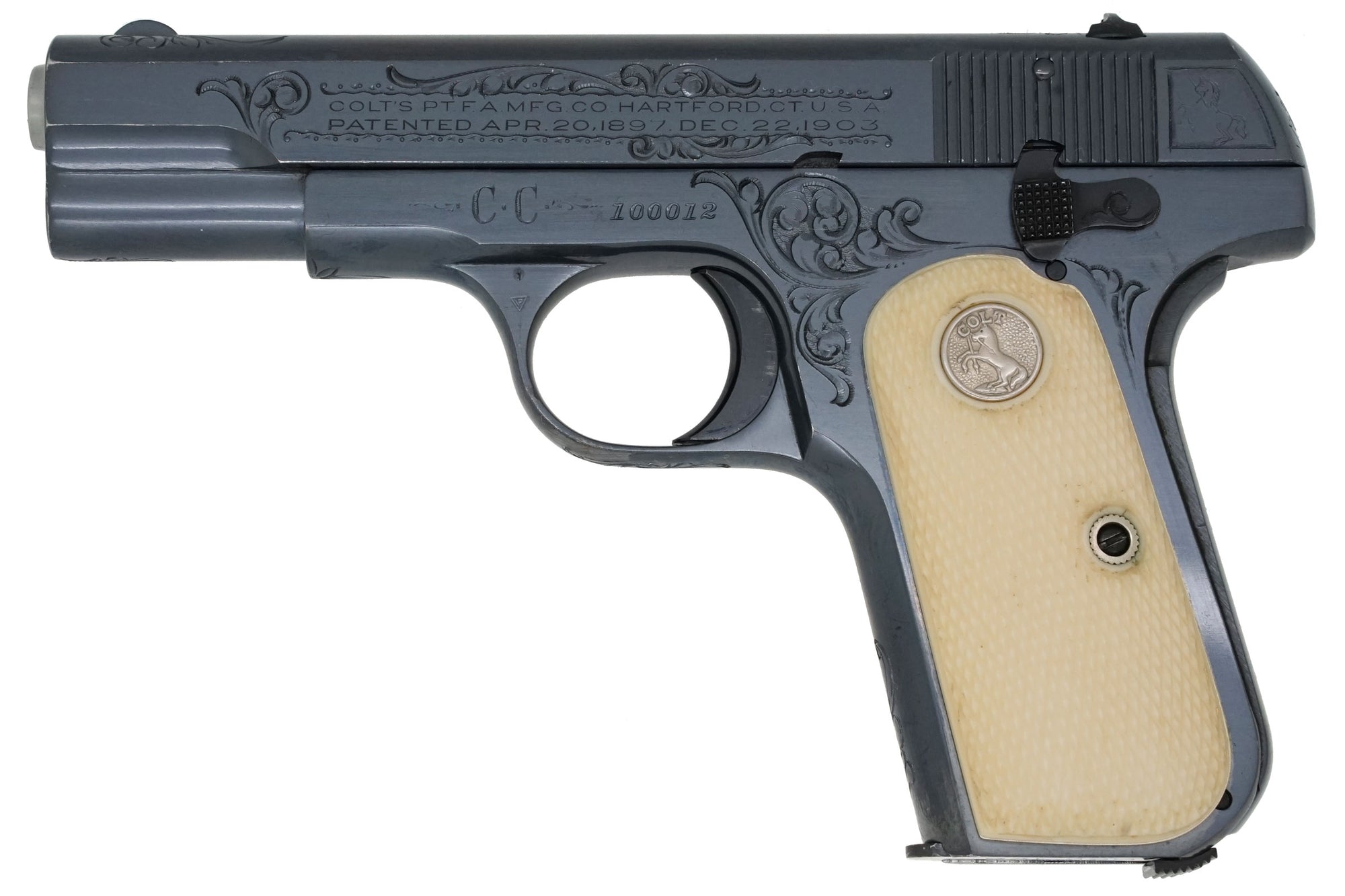 Colt 1908 Pocket Hammerless 380ACP SN:100012 MFG:1927 Factory Engraved