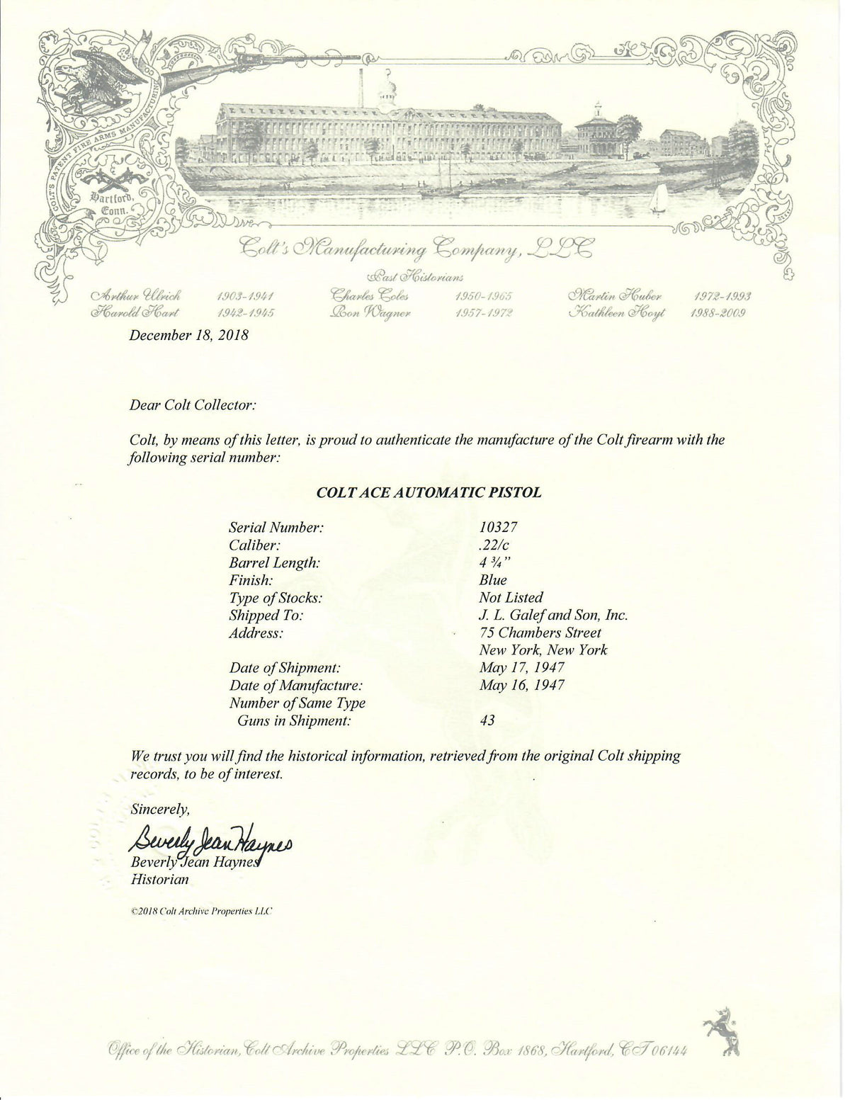 Colt Ace 22LR SN:10327 MFG:1947