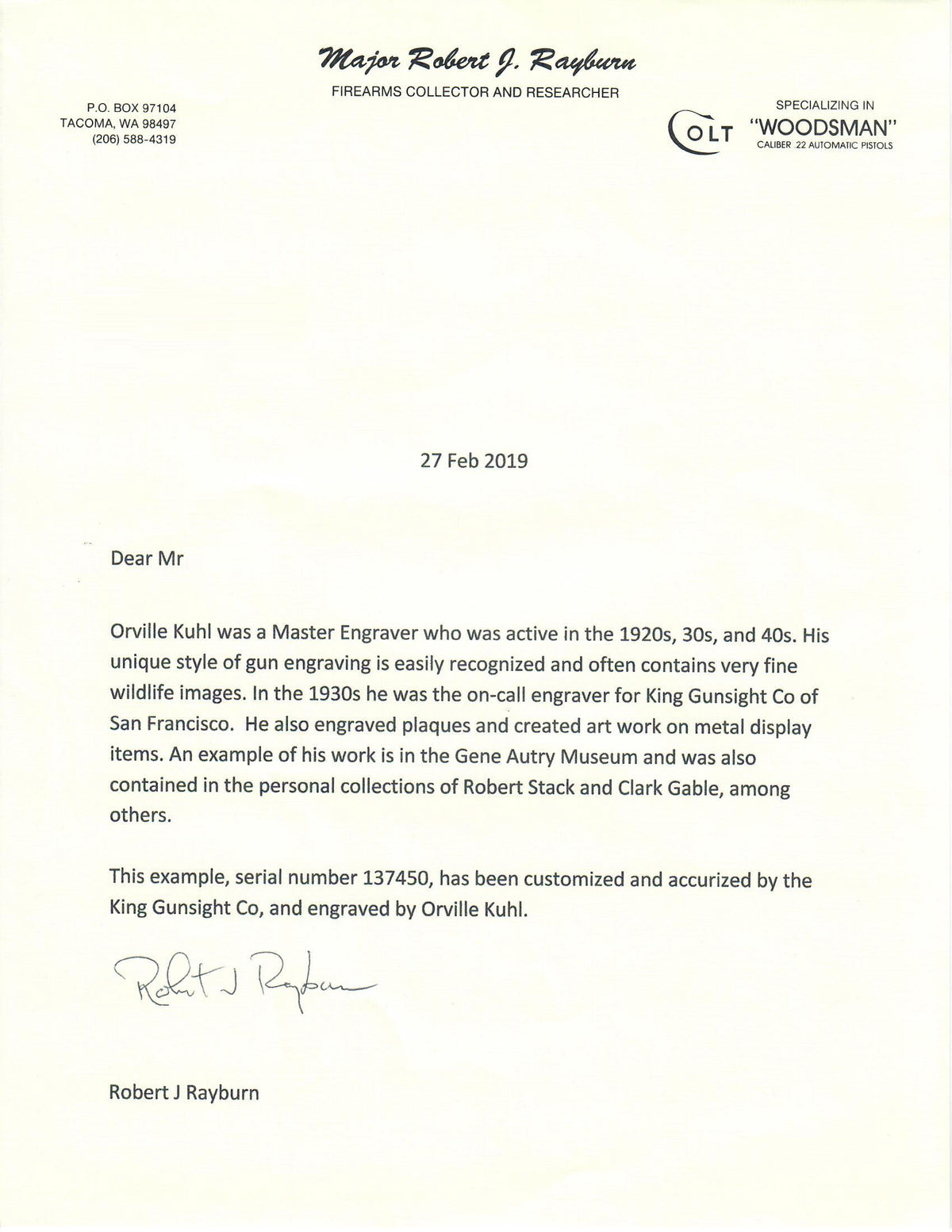 Colt Woodsman Sport 4-1/2&quot; 22LR SN:137450 MFG:1940 - Orville Kuhl Engraved