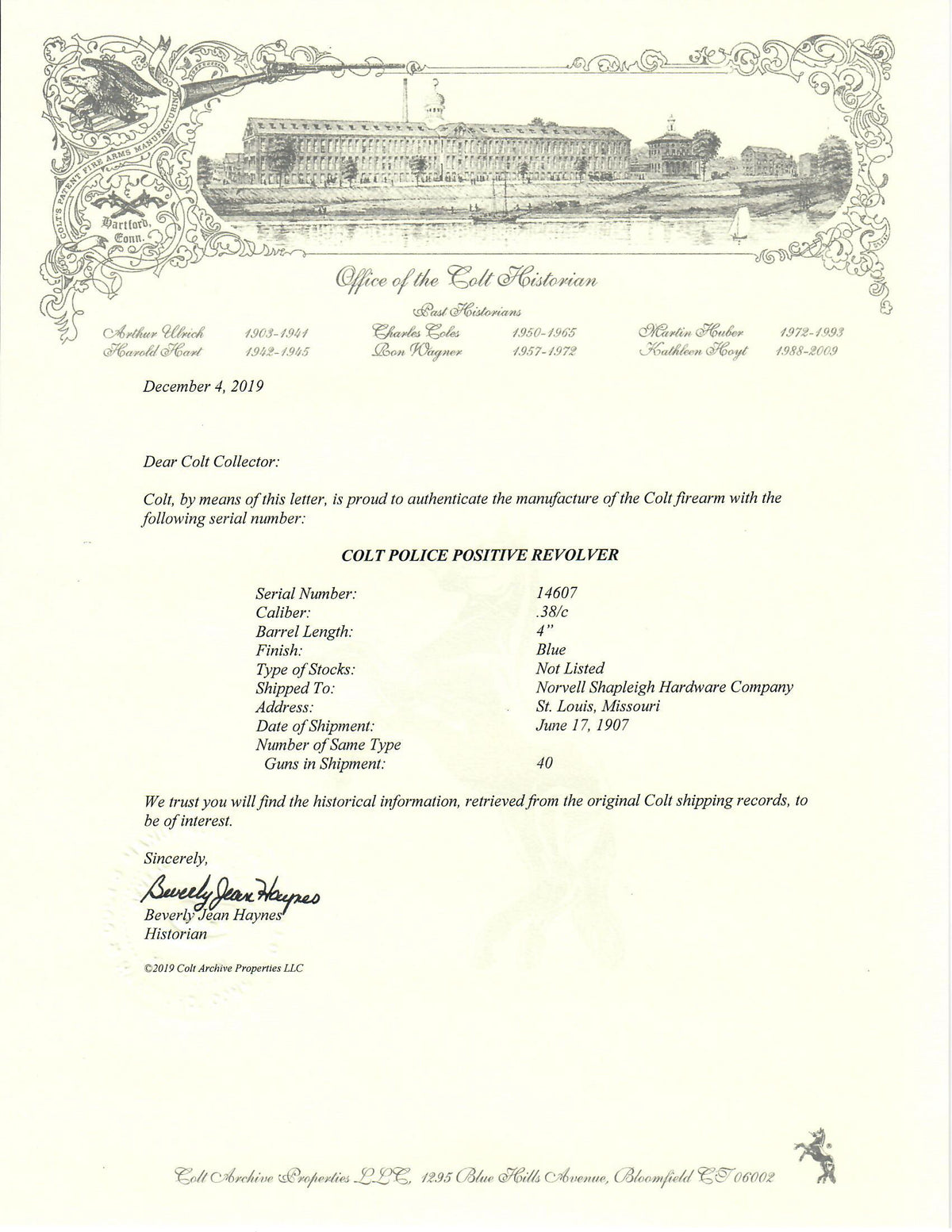Colt Police Positive 38 4&quot; SN:14607 MFG:1907 - Transitional