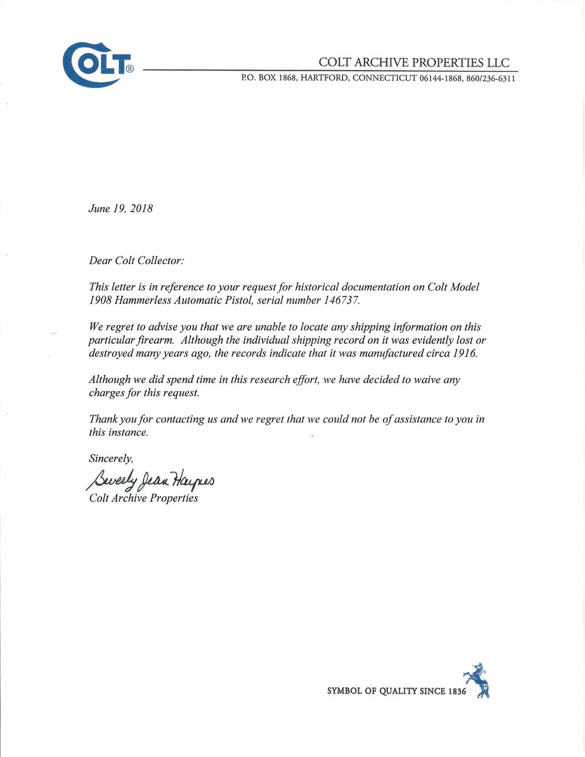 Colt 1908 Vest Pocket 25ACP SN:146737 MFG:1916