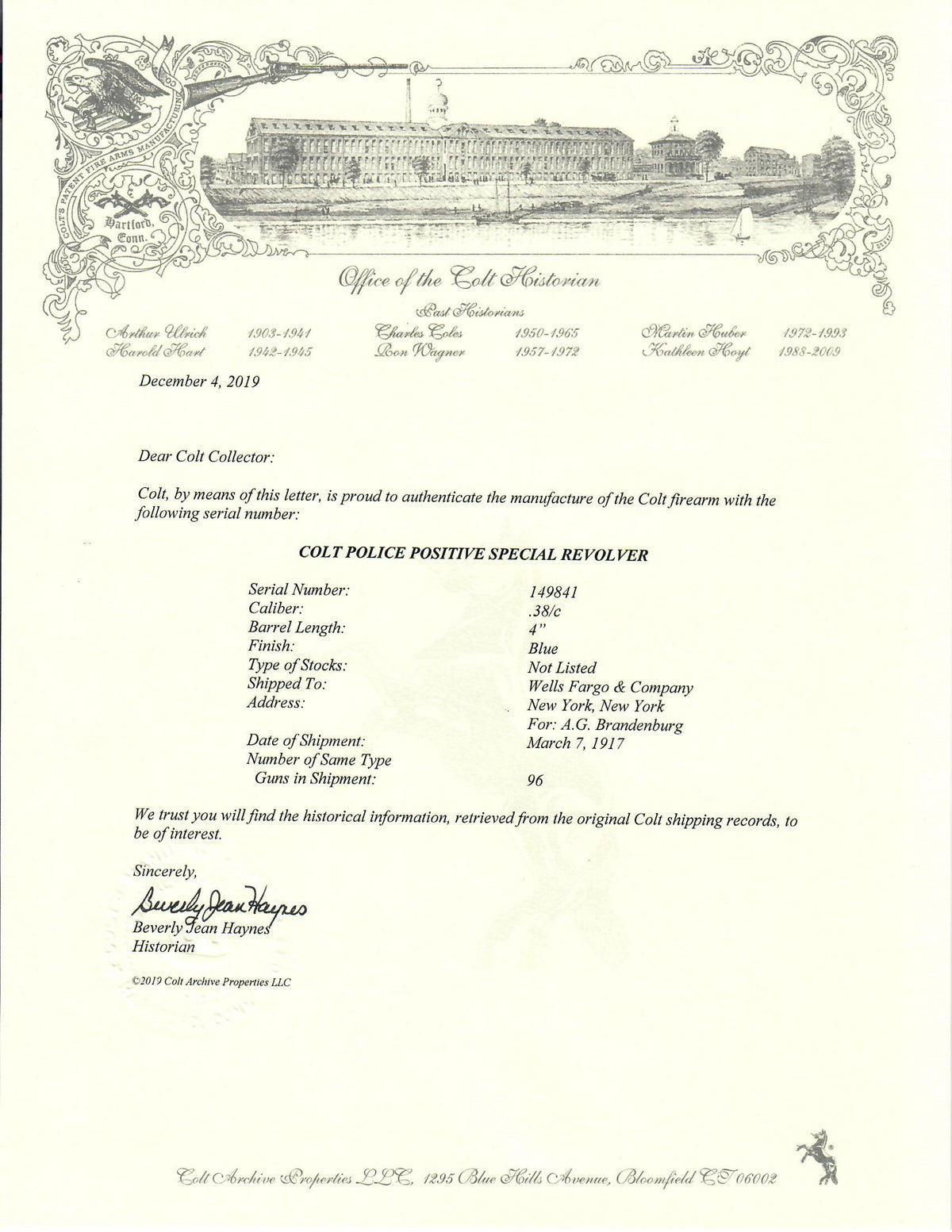 Colt Police Positive 38 4&quot; SN:149841 MFG:1917 - Wells Fargo