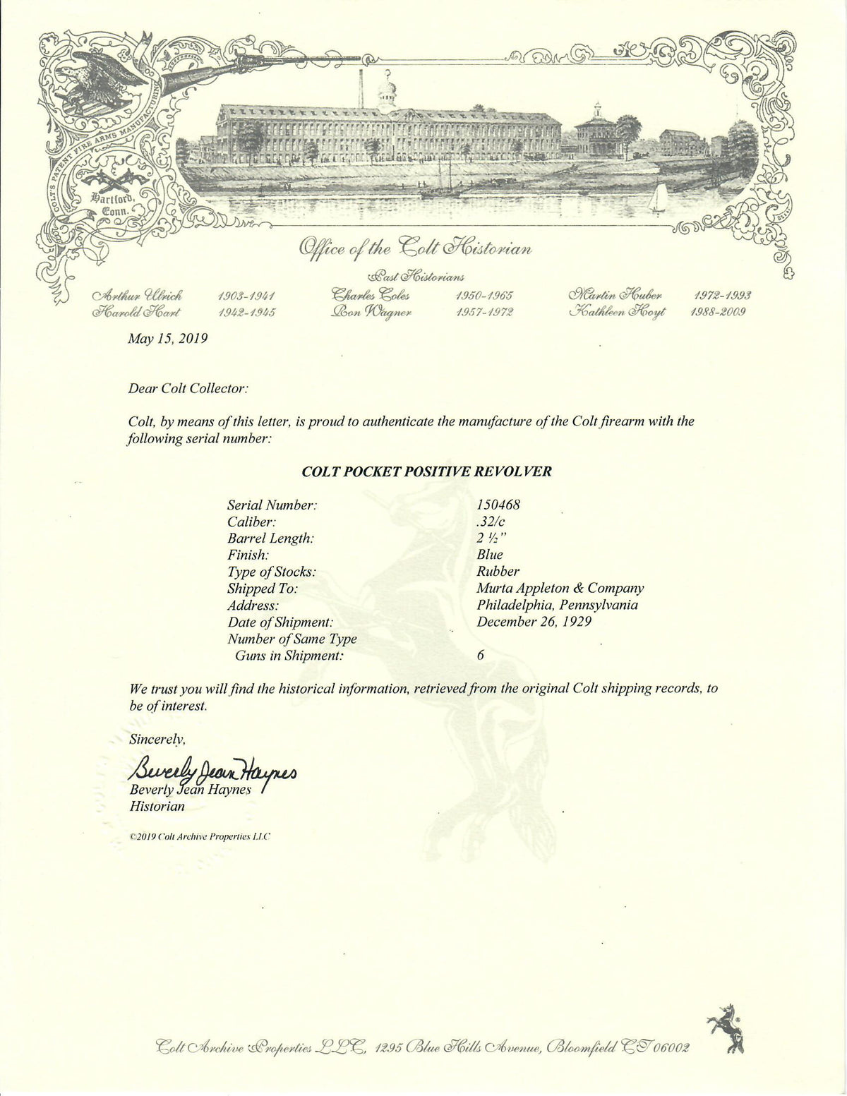 Colt Pocket Positive 2.5&quot; 32CTG SN:150468 MFG:1929