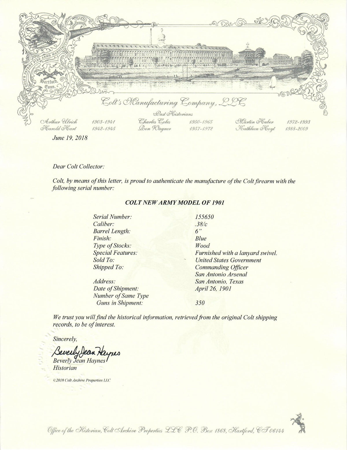 Colt New Army Model of 1901 38 Long Colt SN:155650 MFG:1901