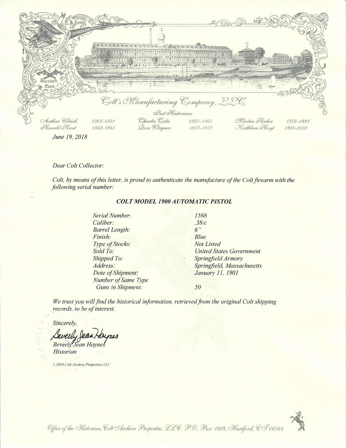 Colt Model 1900 38ACP SN:1568 MFG:1901 - ARMY