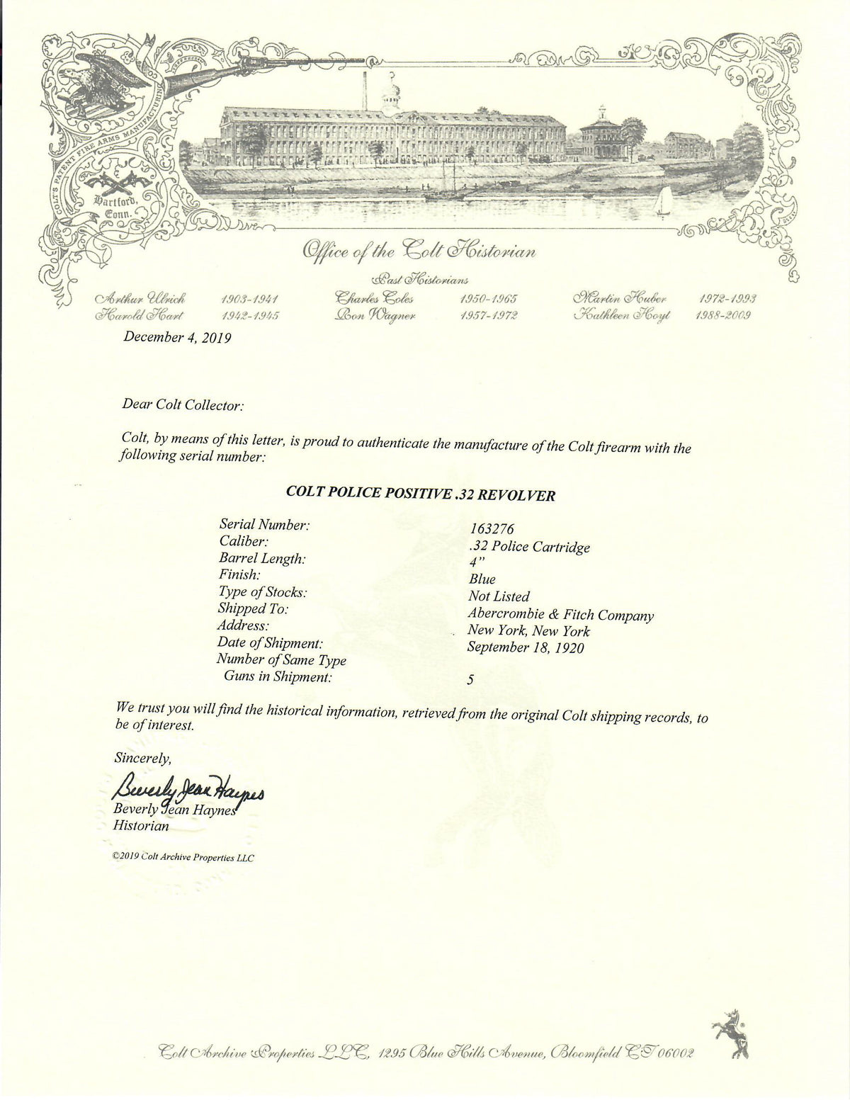Colt Police Positive 32 Police 4&quot; SN:163276 MFG:1920