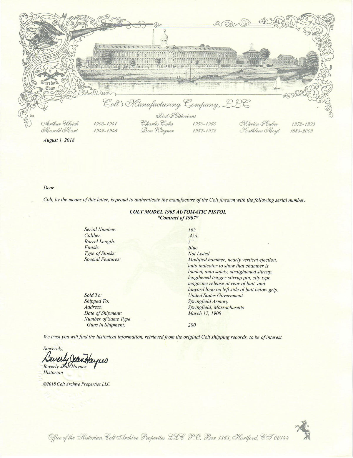 Colt Model 1907 45ACP SN:165 MFG:1908 - U.S. Military Trials