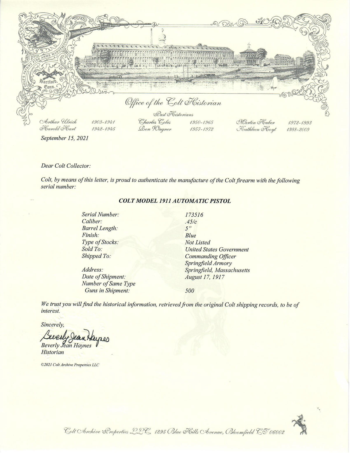 Colt M1911 45ACP SN:173516 MFG:1917