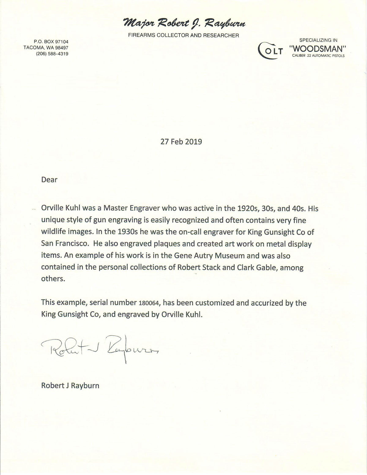 Colt Woodsman Target 6-1/2&quot; 22LR SN:180064 MFG:1946 - Orville Kuhl Engraved