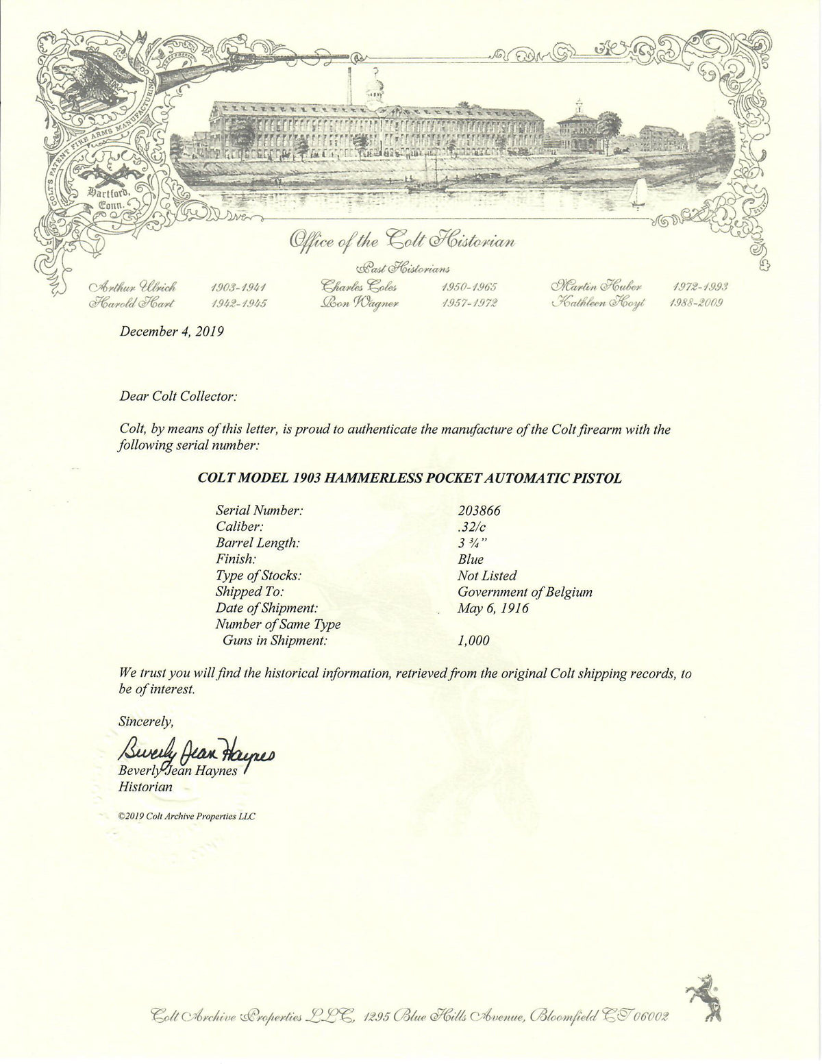 Colt 1903 Pocket Hammerless 32ACP SN:203866 MFG:1916 - Belgium Contract