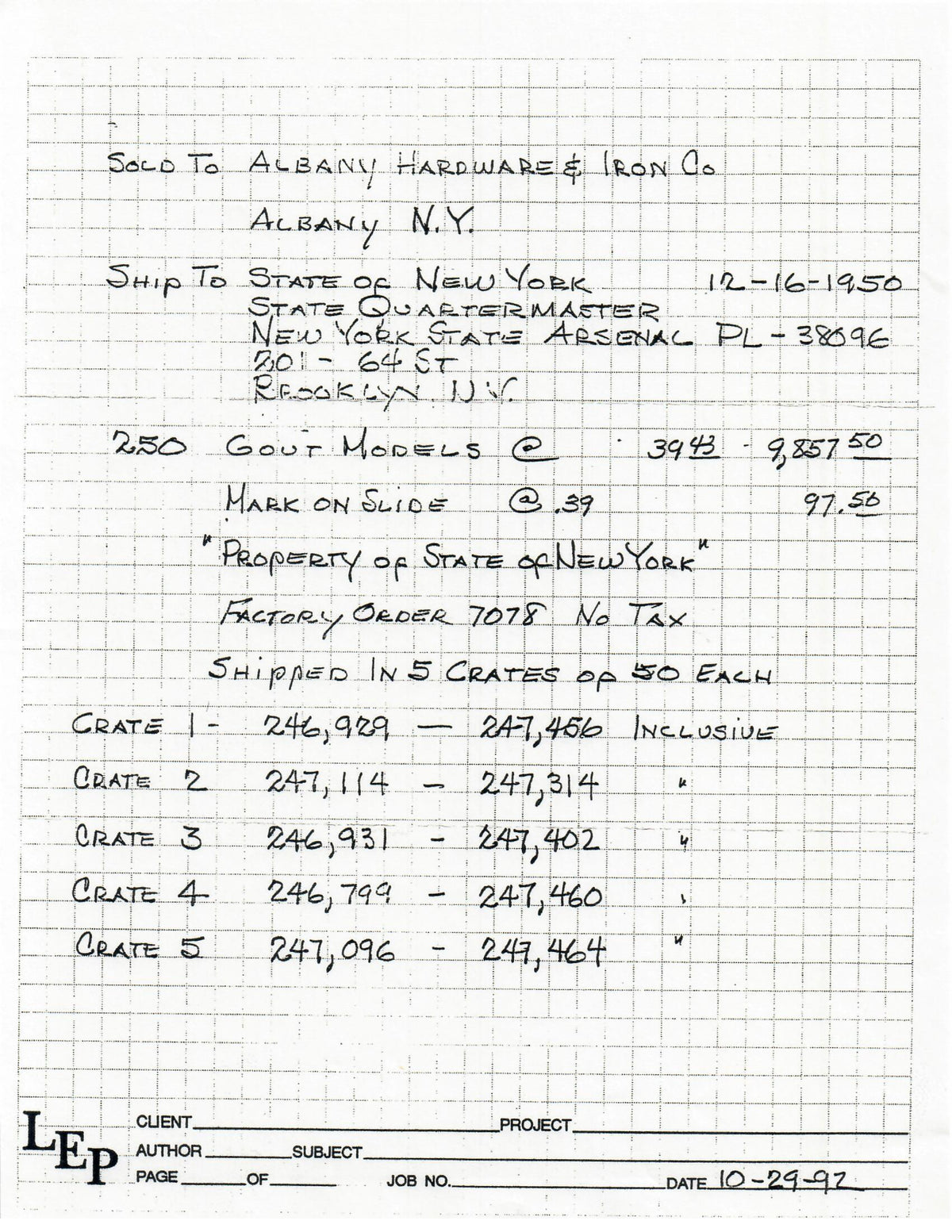 Colt Government Model 45ACP SN:247249-C MFG:1950 - Property of the State of New York