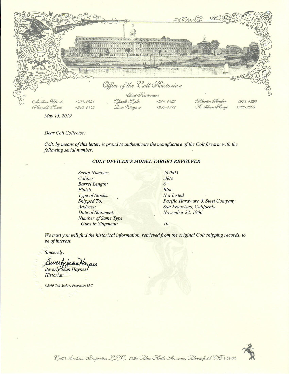 Colt Officers Model Target 6&quot; 38 SN:267903 MFG:1906