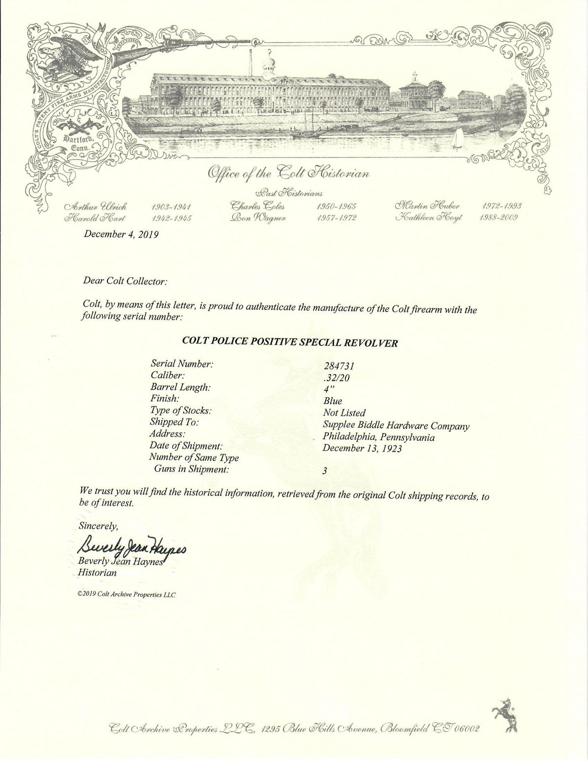 Colt Police Positive .32/20 4&quot; SN:284731 MFG:1923