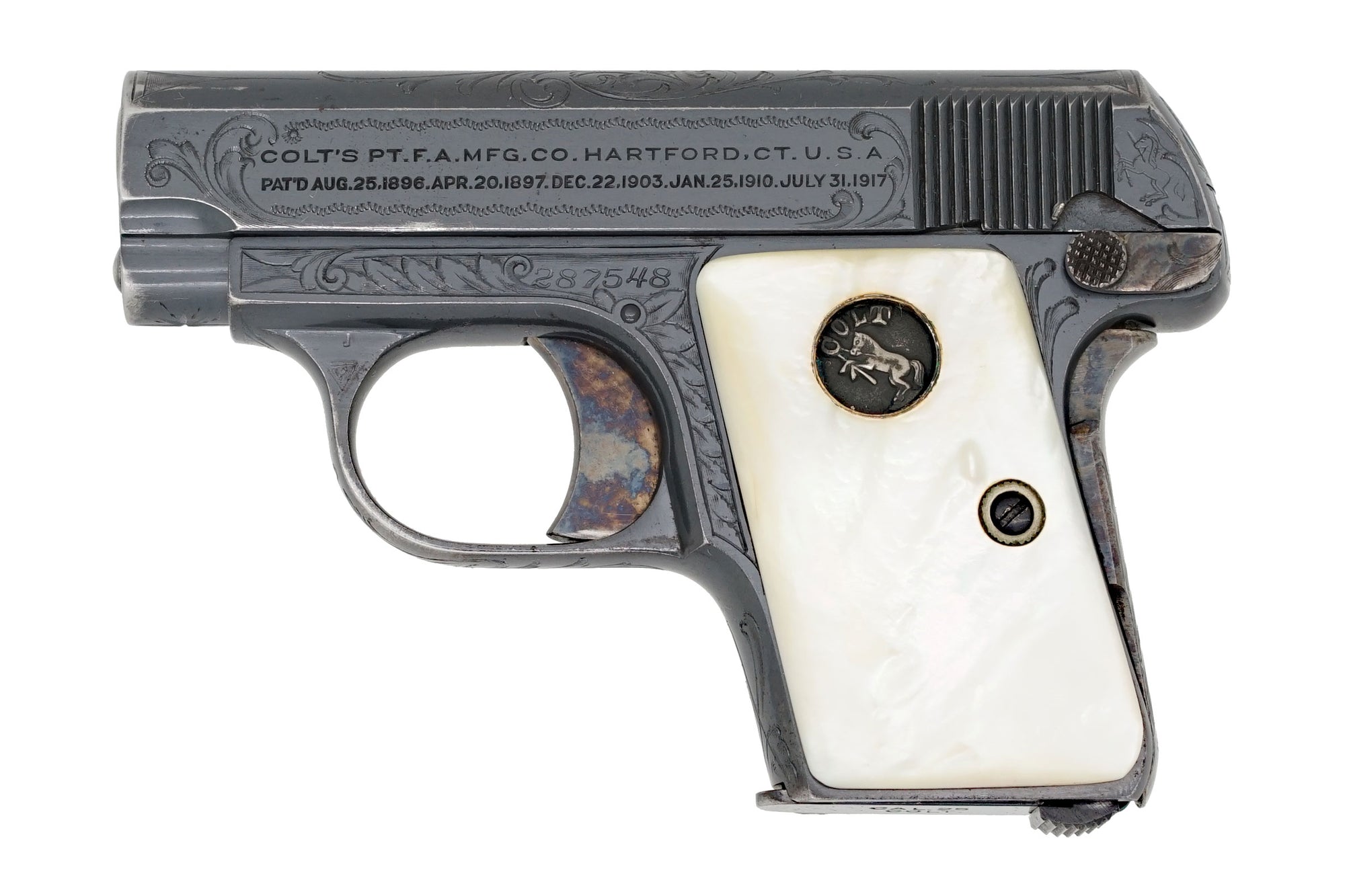 Colt 1908 Vest Pocket 25ACP SN:287548 MFG:1921 Factory Engraved