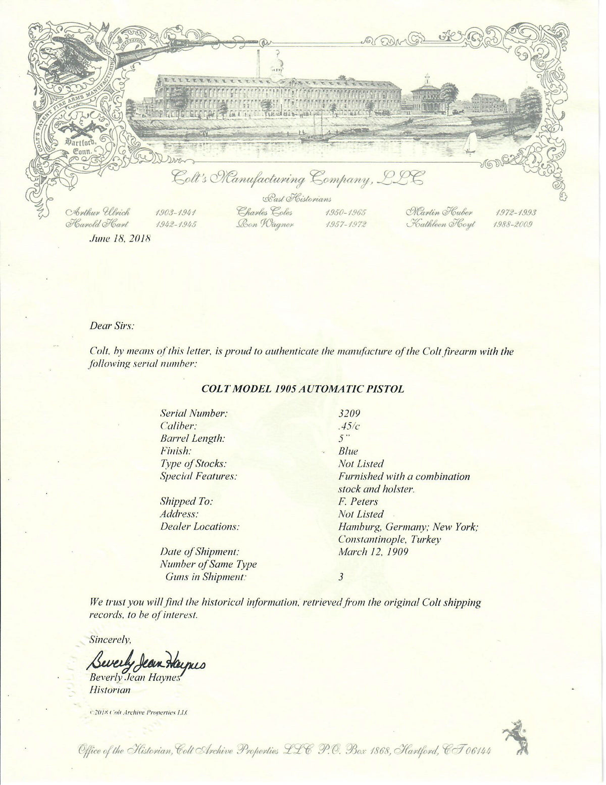 Colt Model 1905 45ACP SN:3209 MFG:1909 - Shoulder Holster