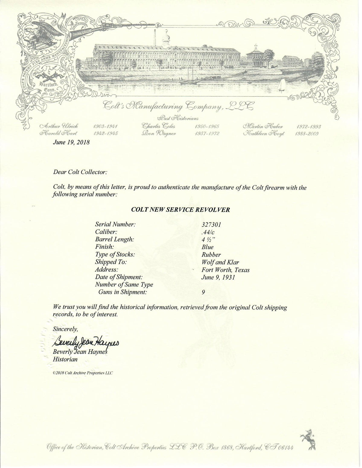 Colt New Service 44-40 4 1/2&quot; SN:327301 MFG:1931