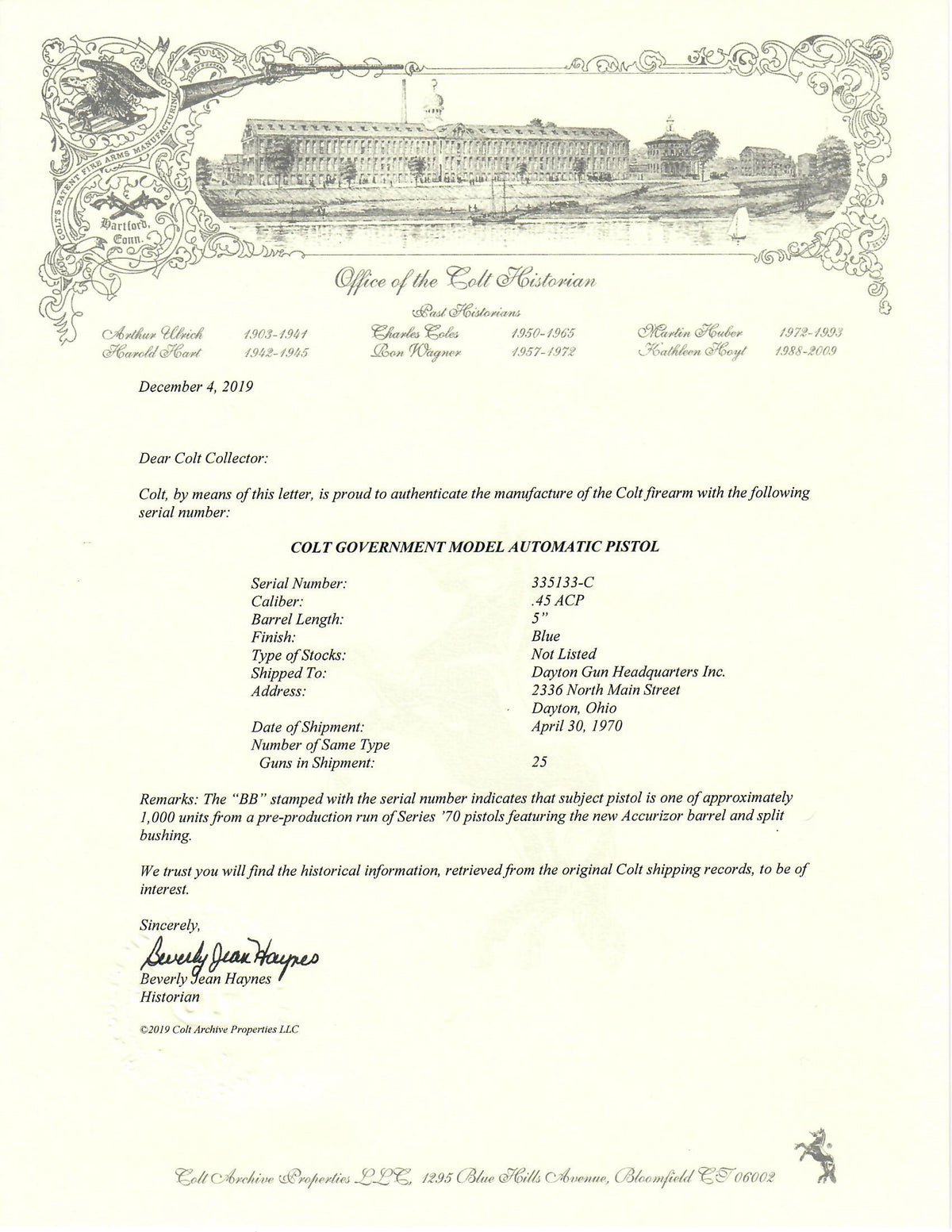 Colt Government Model 45ACP SN:335133-C MFG:1970 - BB Transitional