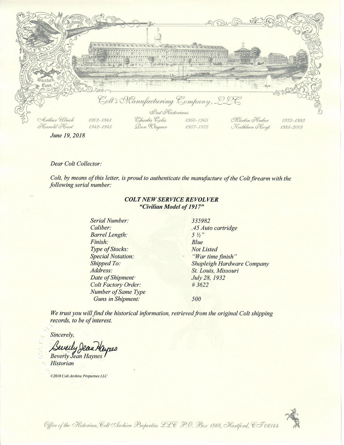 Colt New Service Civilian Model of 1917 45ACP 5 1/2&quot; SN:335982 MFG: 1932