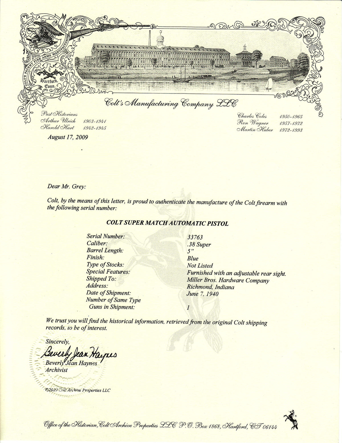 Colt Super Match .38 SN:33763 MFG:1940