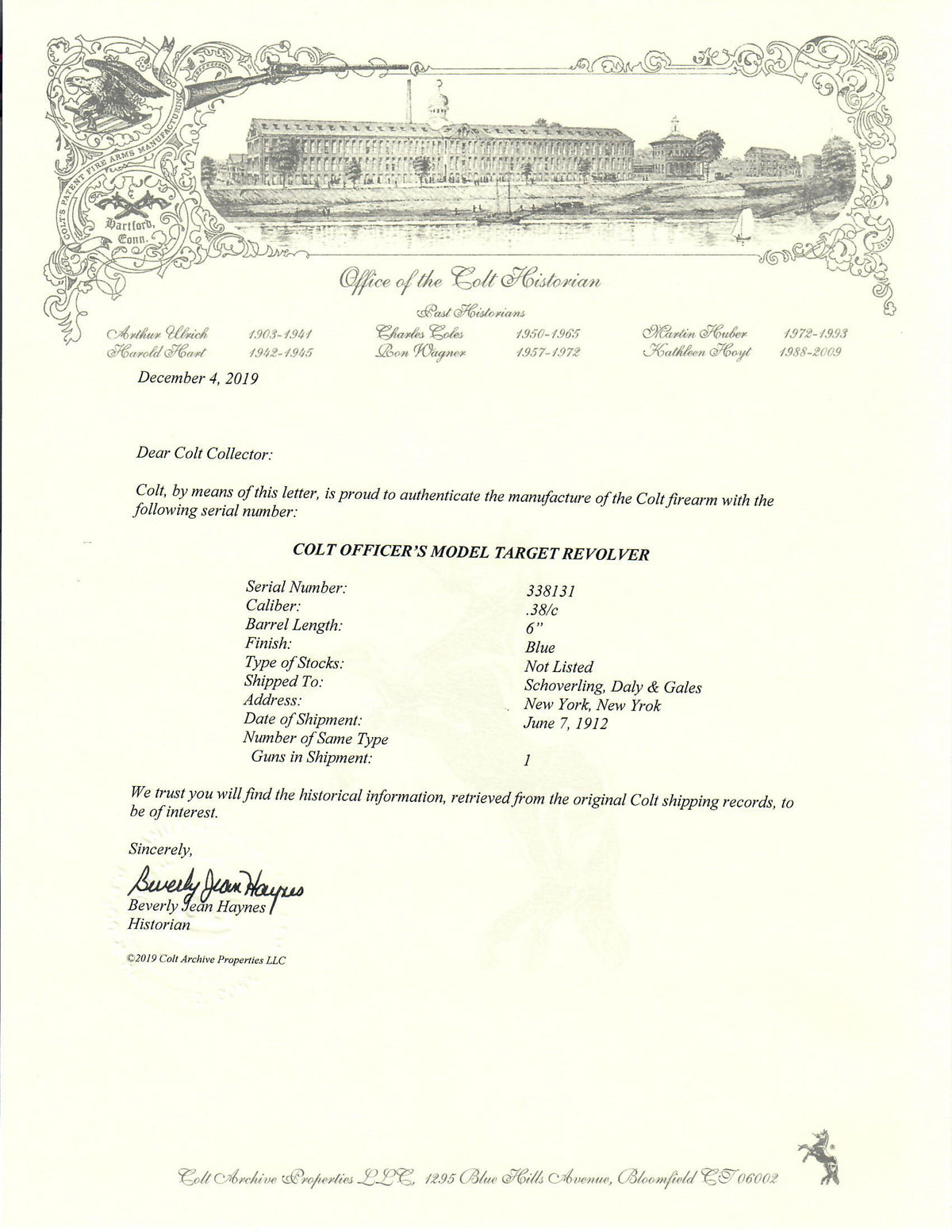 Colt Officers Model Target 6&quot; 38 SN:338131 MFG:1912