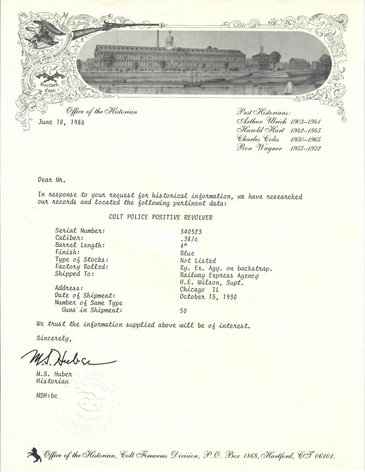 Colt Police Positive 38 4&quot; SN:340523 MFG:1930 - Railway Express Agency