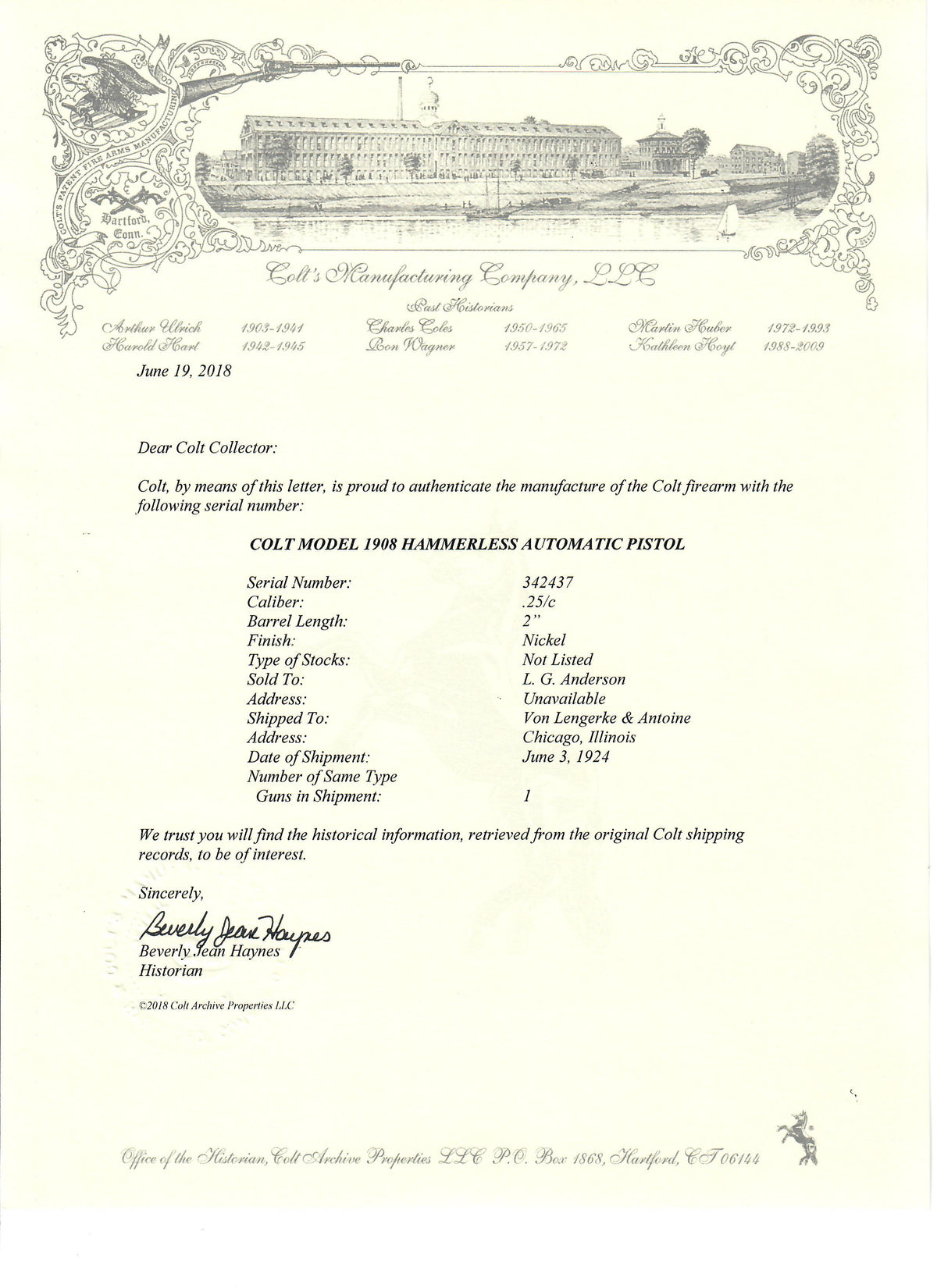 Colt 1908 Vest Pocket 25ACP SN:342437 MFG:1924