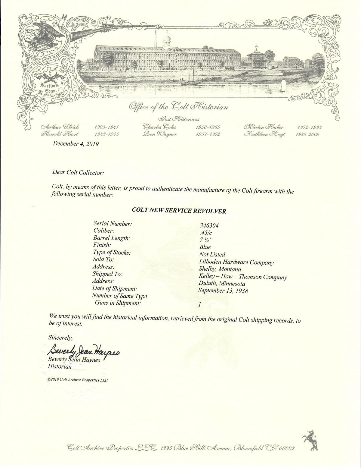 Colt New Service 45 Colt 7 1/2&quot; SN:346304 MFG:1938