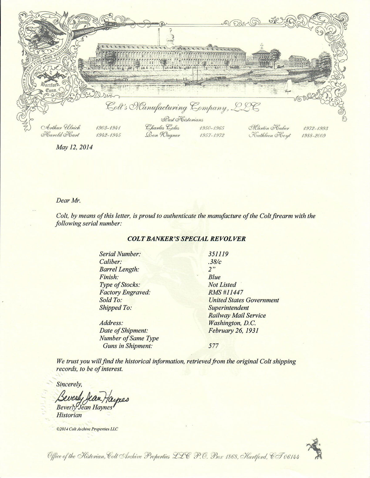 Colt Bankers Special 38 SN:351119 MFG:1931 - Railway Mail Service