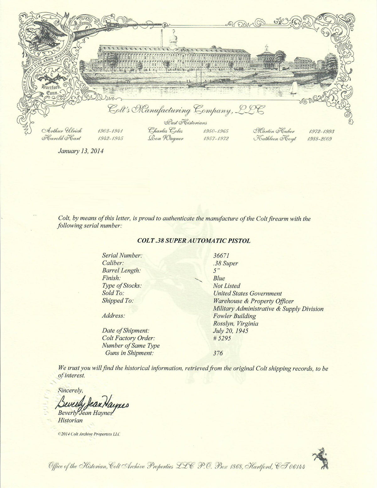 Colt .38 Super SN:36671 MFG:1945 - OSS