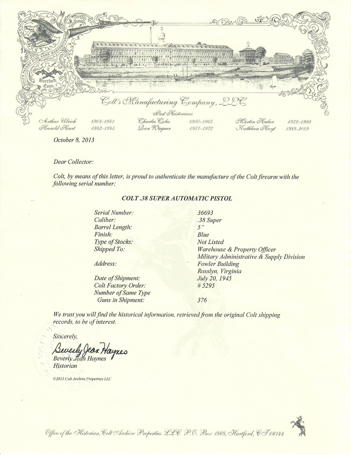 Colt .38 Super SN:36693 MFG:1945 - OSS