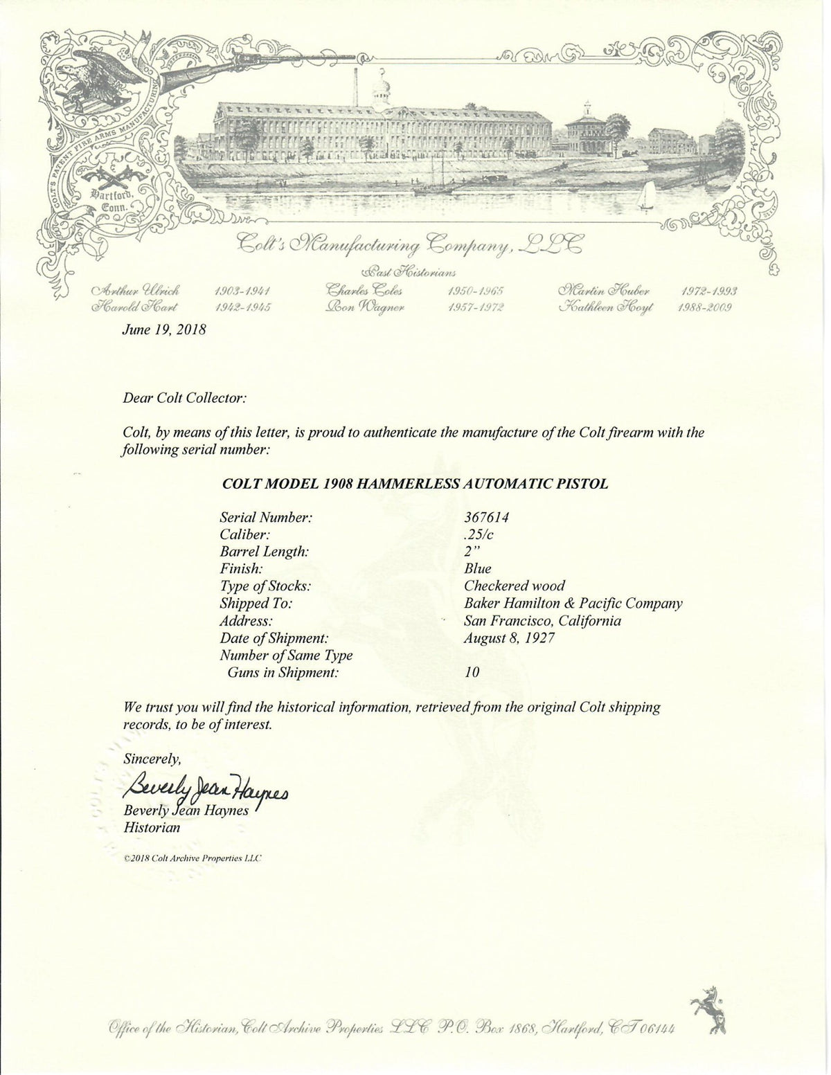 Colt 1908 Vest Pocket 25ACP SN:367614 MFG:1927
