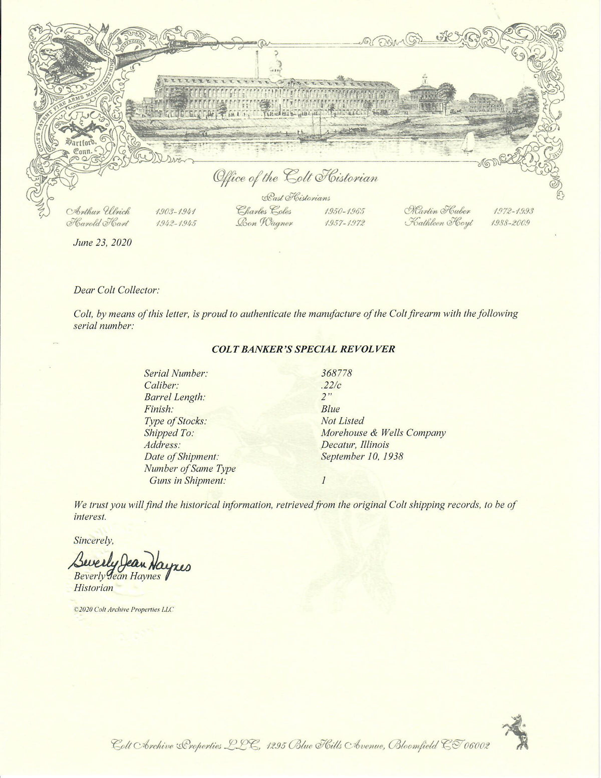 Colt Bankers Special 22LR SN:368778 MFG:1938