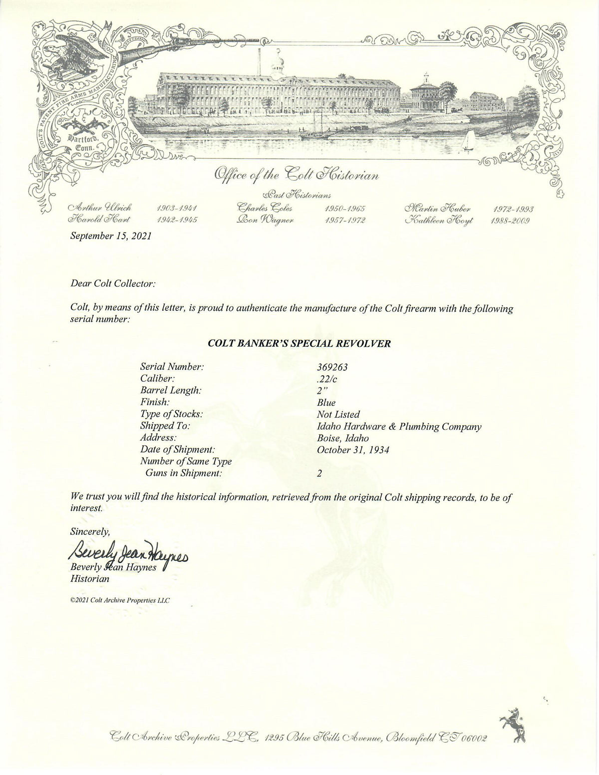 Colt Bankers Special 22LR SN:369263 MFG:1934