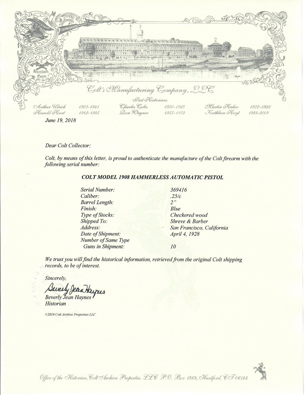 Colt 1908 Vest Pocket 25ACP SN:369416 MFG:1928