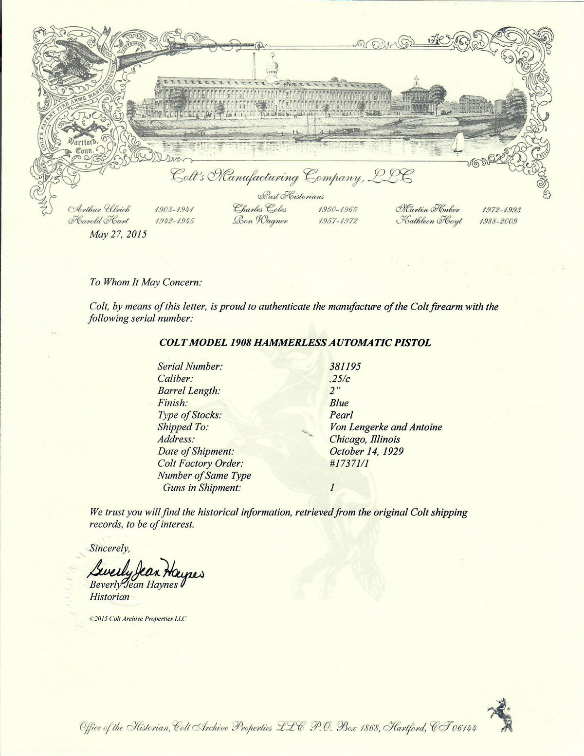 Colt 1908 Vest Pocket 25ACP SN:381195 MFG:1929