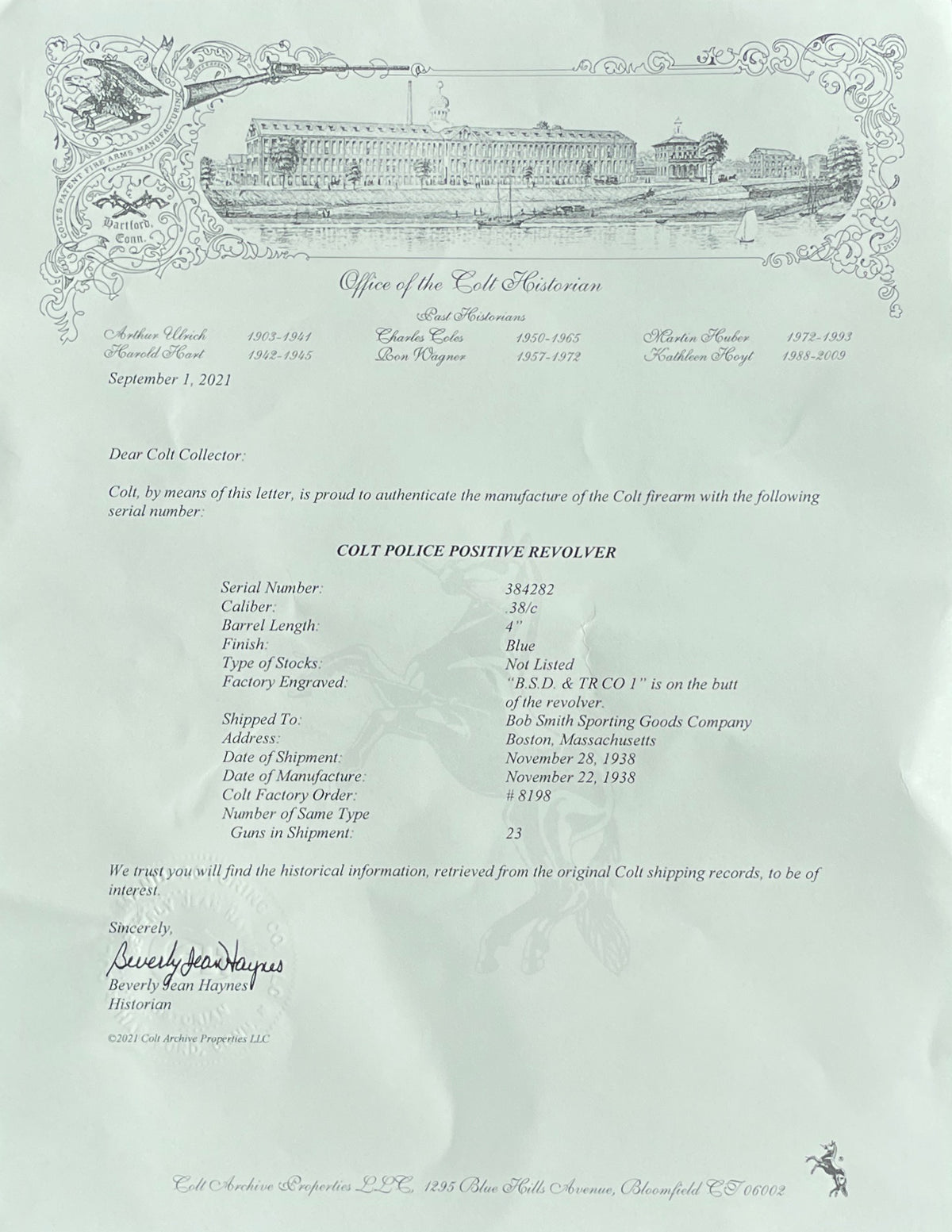 Colt Police Positive 38 4&quot; SN:384282 MFG:1938