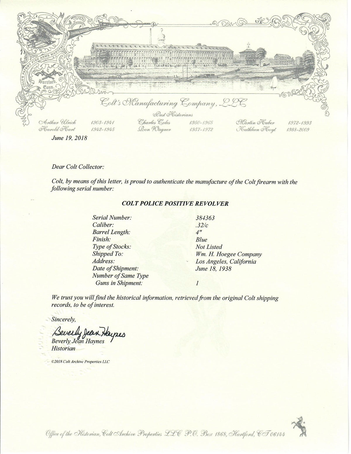 Colt Police Positive 32 Colt 4&quot; SN:384363 MFG:1938