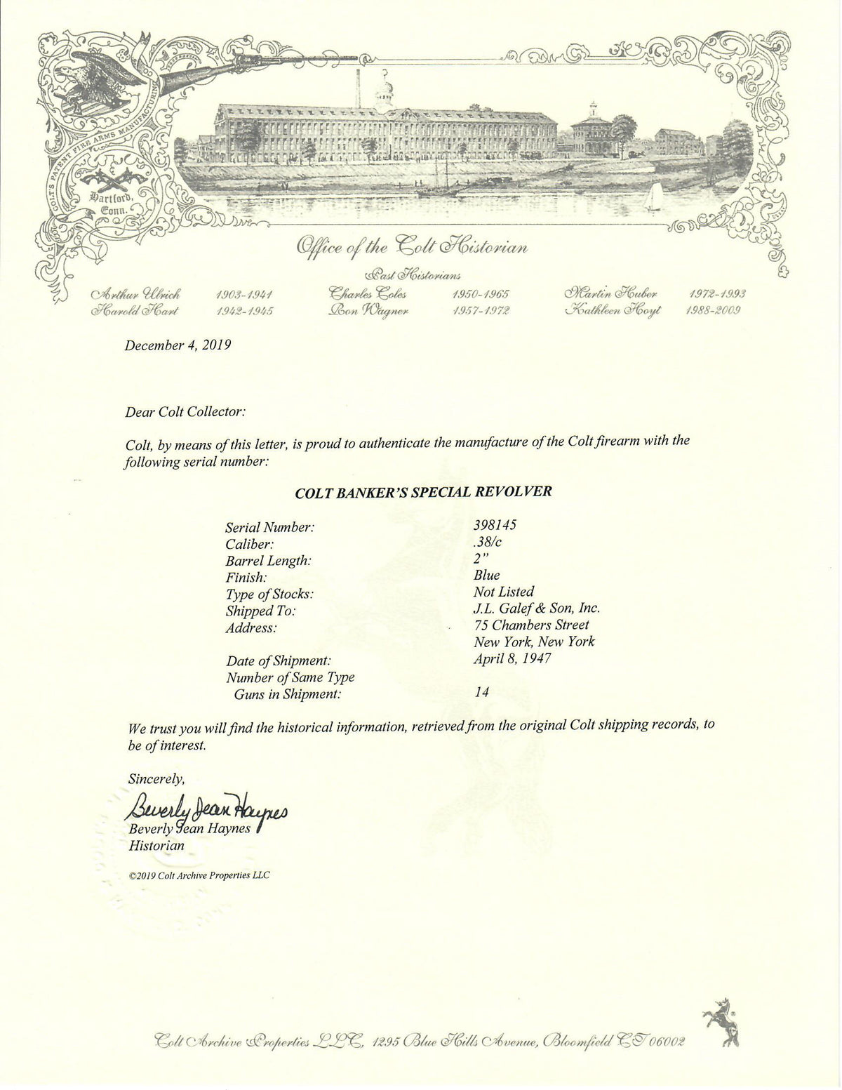 Colt Bankers Special 38 SN:398145 MFG:1947