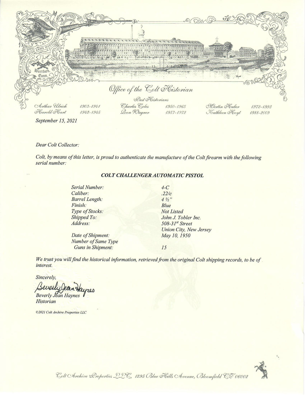 Colt Challenger 4-1/2&quot; 22LR SN:4-C MFG:1950