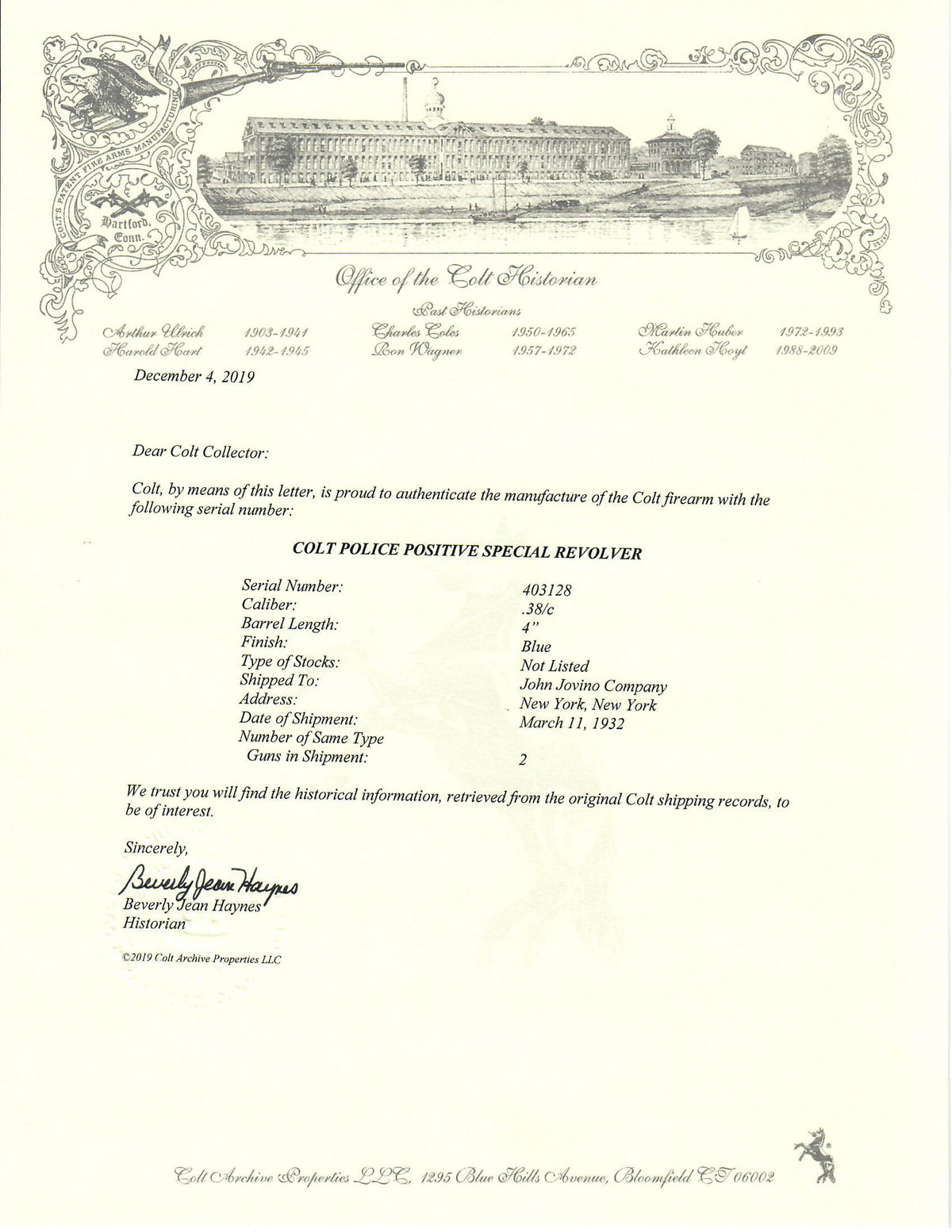 Colt Police Positive 38 4&quot; SN:403128 MFG:1932