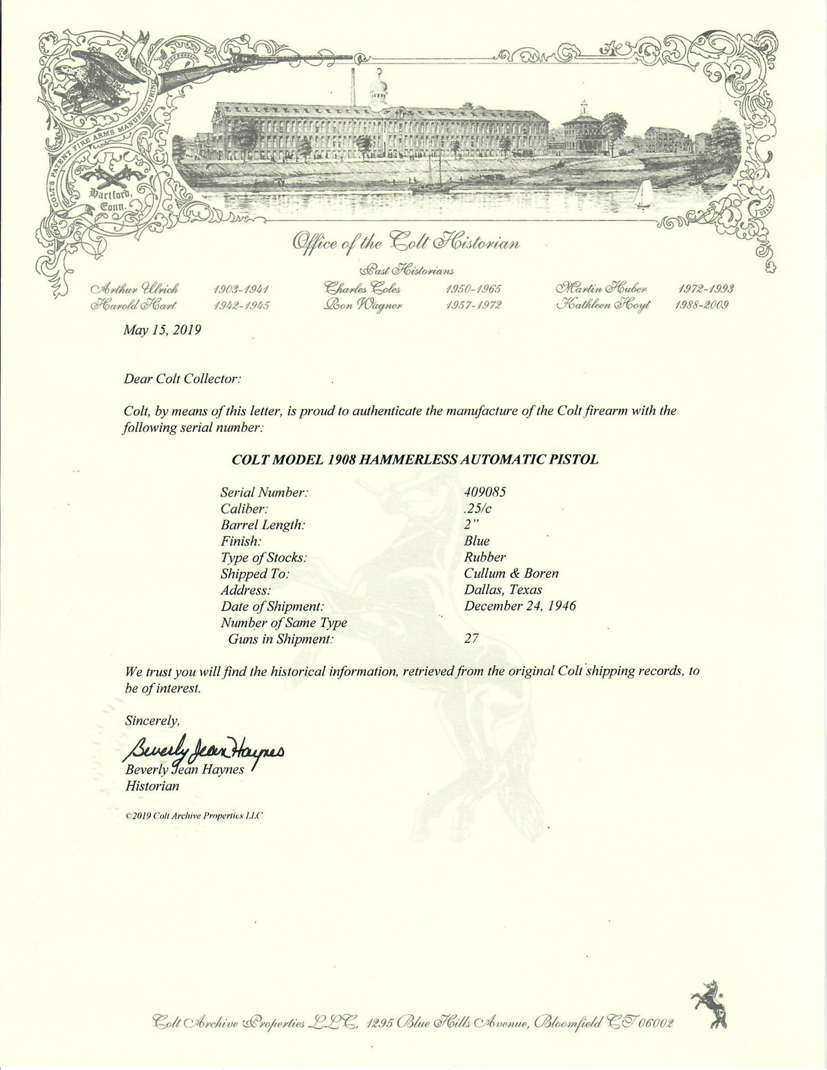 Colt 1908 Vest Pocket 25ACP SN:409085 MFG:1946