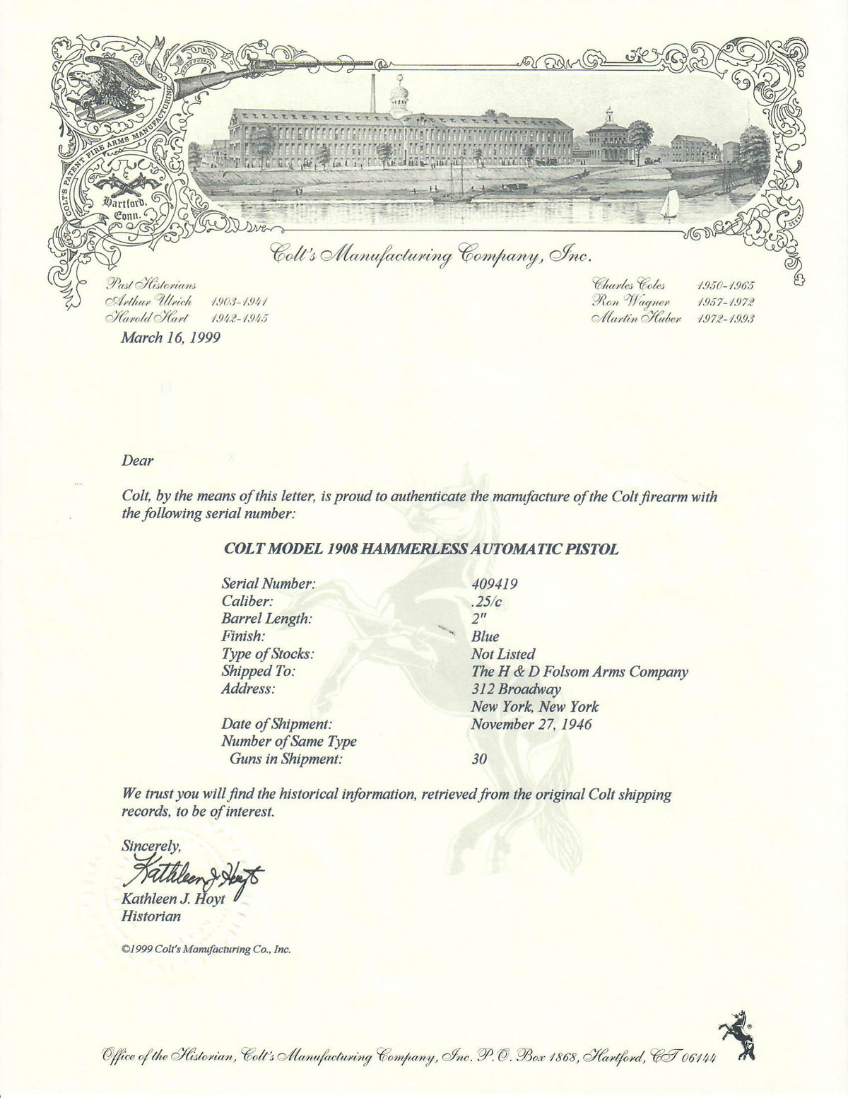 Colt 1908 Vest Pocket 25ACP SN:409419 MFG:1946