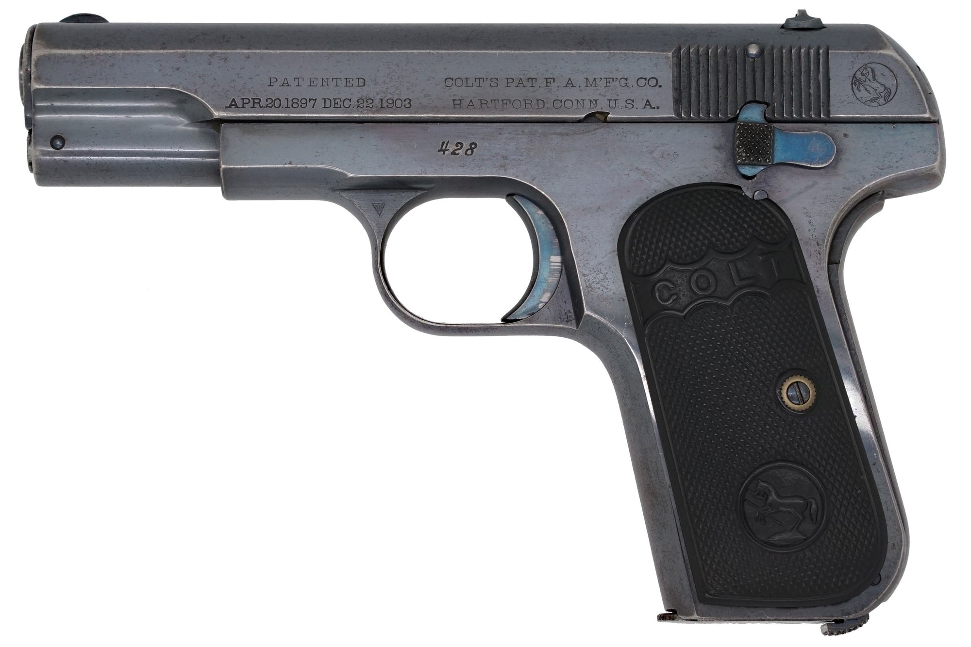 Colt 1908 Pocket Hammerless 380ACP SN:428 MFG:1908