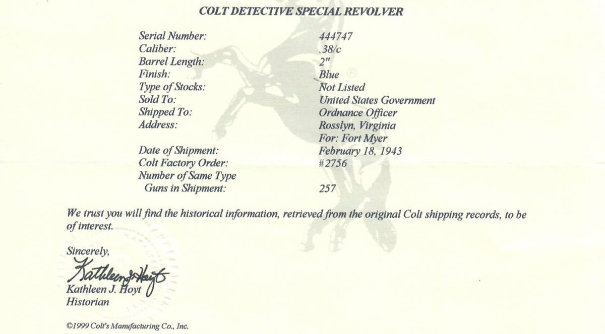 Colt Detective Special 38 SN:444747 MFG:1943 - CIC